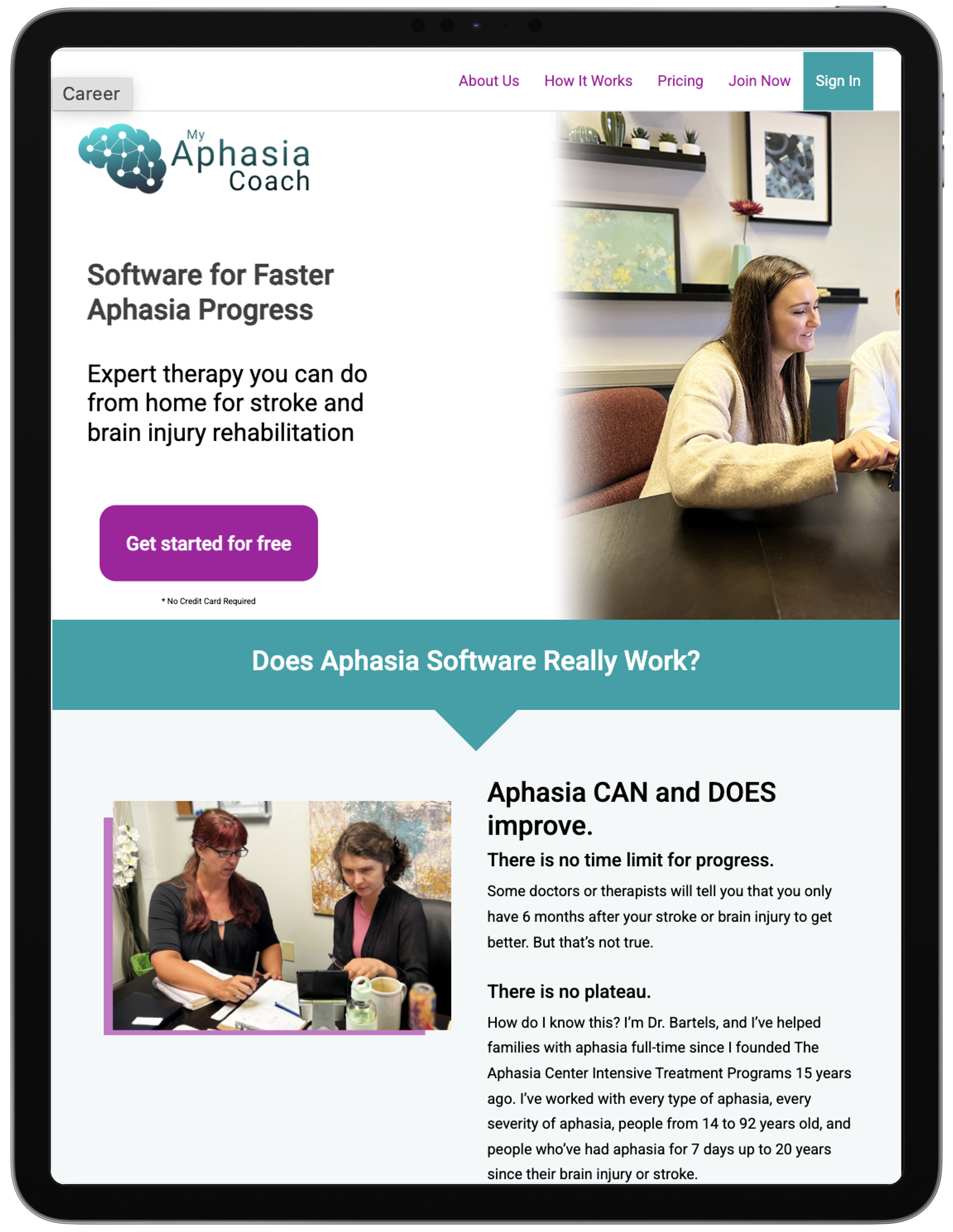 My Aphasia Coach tablet view